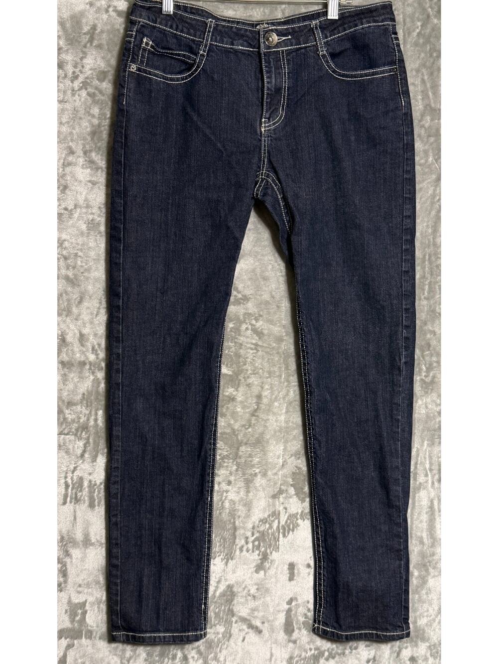 Revolt Jeans Womens Size 13 Dark Wash Skinny Stretch Denim Embroidered Pocket